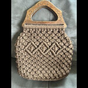 Handmade Vintage Macrame Purse Brown
